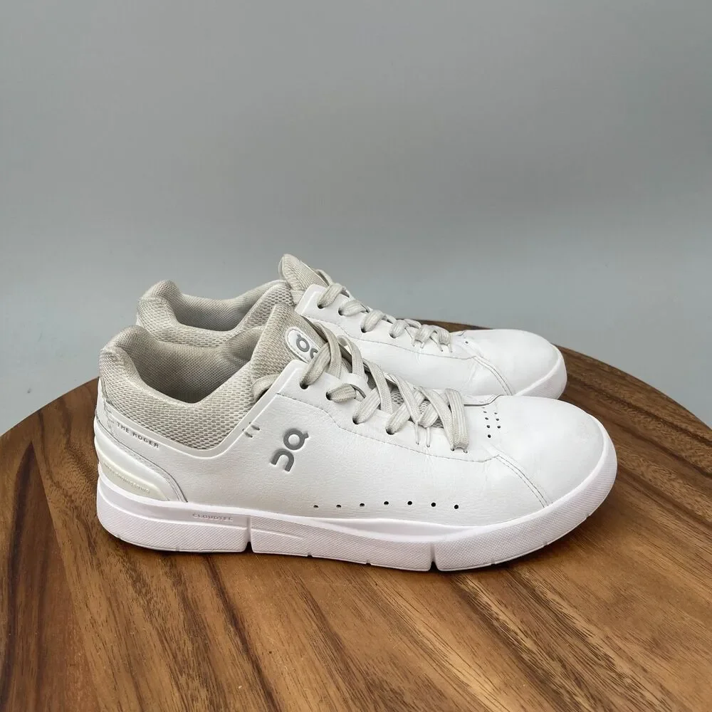 On Cloud The Roger Shoes Womens Size 7.5 White Leather Casual Tennis Sneakers
